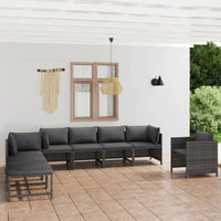 Thumbnail for 8-tlg. Garten-Lounge-Set mit Kissen Poly Rattan Grau