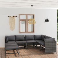 Thumbnail for 8-tlg. Garten-Lounge-Set mit Kissen Poly Rattan Grau