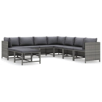 Thumbnail for 9-tlg. Garten-Lounge-Set mit Kissen Poly Rattan Grau