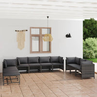 Thumbnail for 10-tlg. Garten-Lounge-Set mit Kissen Poly Rattan Grau
