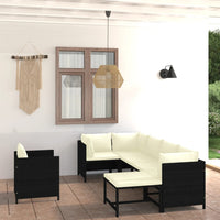 Thumbnail for 7-tlg. Garten-Lounge-Set mit Kissen Poly Rattan Schwarz
