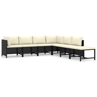 Thumbnail for 7-tlg. Garten-Lounge-Set mit Kissen Poly Rattan Schwarz