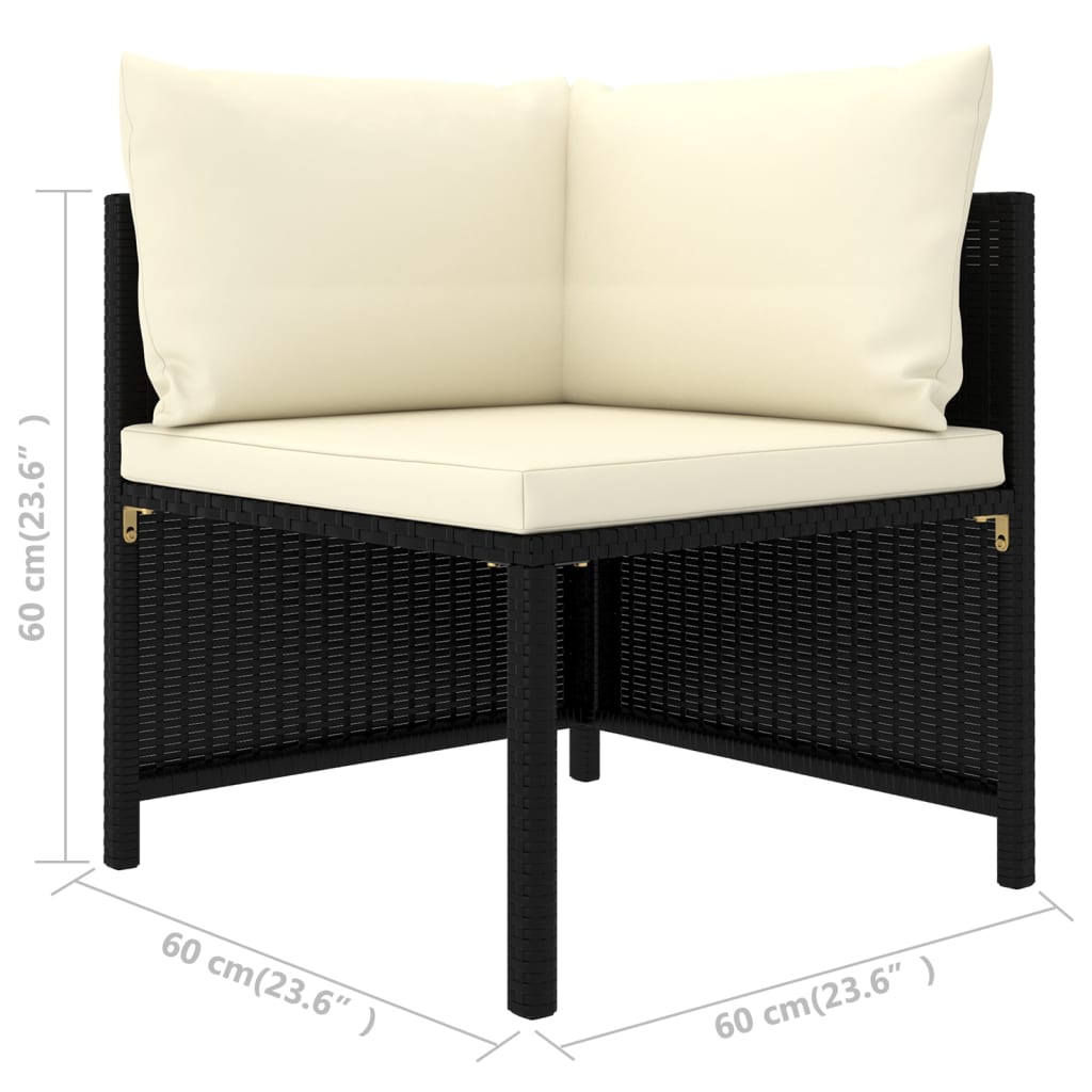 7-tlg. Garten-Lounge-Set mit Kissen Poly Rattan Schwarz