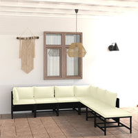 Thumbnail for 7-tlg. Garten-Lounge-Set mit Kissen Poly Rattan Schwarz