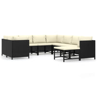 Thumbnail for 9-tlg. Garten-Lounge-Set mit Kissen Poly Rattan Schwarz