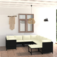 Thumbnail for 9-tlg. Garten-Lounge-Set mit Kissen Poly Rattan Schwarz