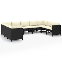 Thumbnail for 9-tlg. Garten-Lounge-Set mit Kissen Poly Rattan Schwarz