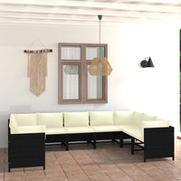 Thumbnail for 9-tlg. Garten-Lounge-Set mit Kissen Poly Rattan Schwarz