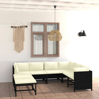 Thumbnail for 8-tlg. Garten-Lounge-Set mit Kissen Poly Rattan Schwarz