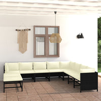 Thumbnail for 11-tlg. Garten-Lounge-Set mit Kissen Poly Rattan Schwarz