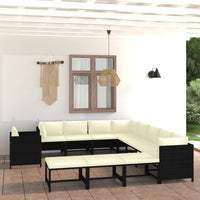 Thumbnail for 12-tlg. Garten-Lounge-Set mit Kissen Poly Rattan Schwarz