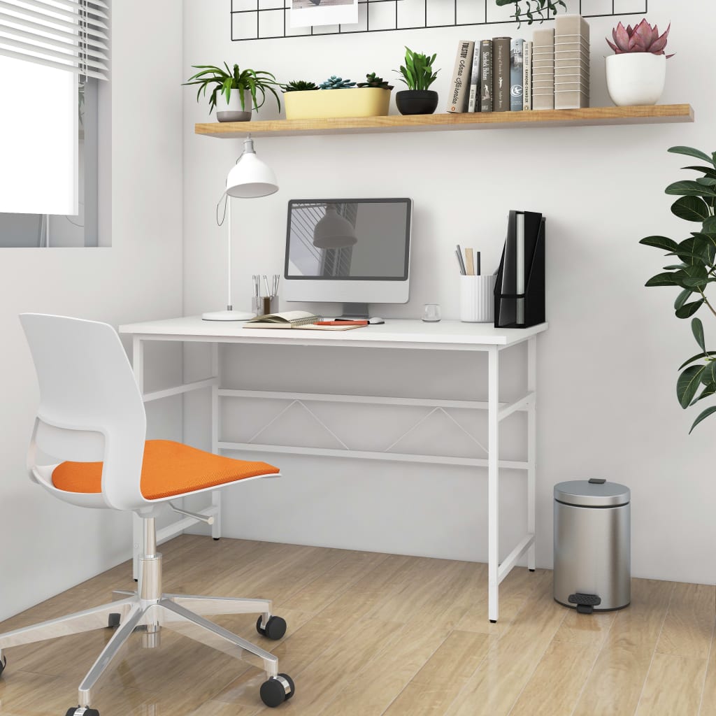 Computertisch Weiß 105x55x72 cm MDF und Metall