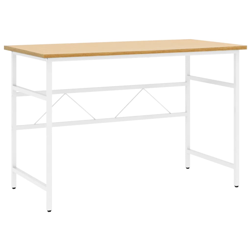 Computertisch Weiß und Eiche Hell 105x55x72 cm MDF und Metall