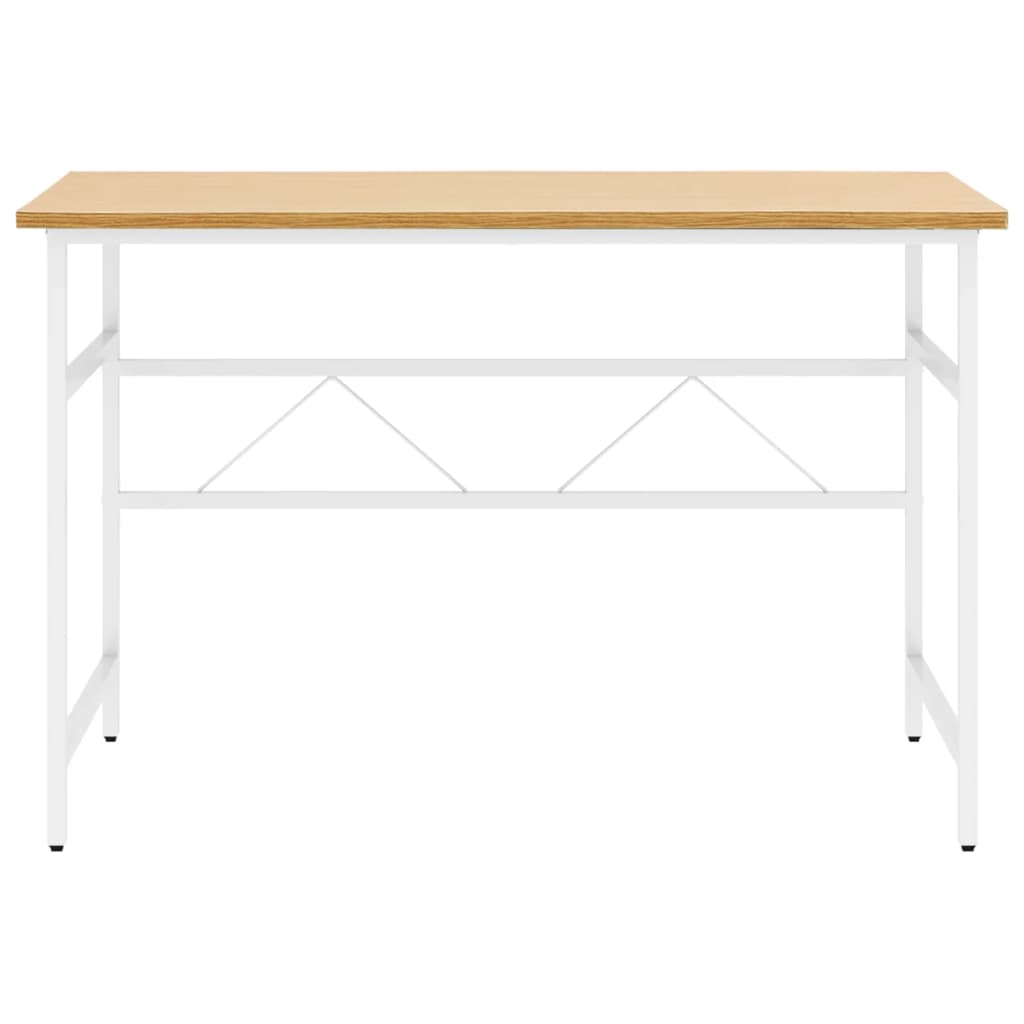 Computertisch Weiß und Eiche Hell 105x55x72 cm MDF und Metall