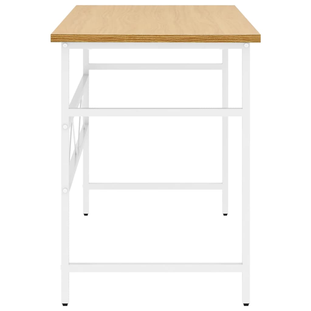 Computertisch Weiß und Eiche Hell 105x55x72 cm MDF und Metall