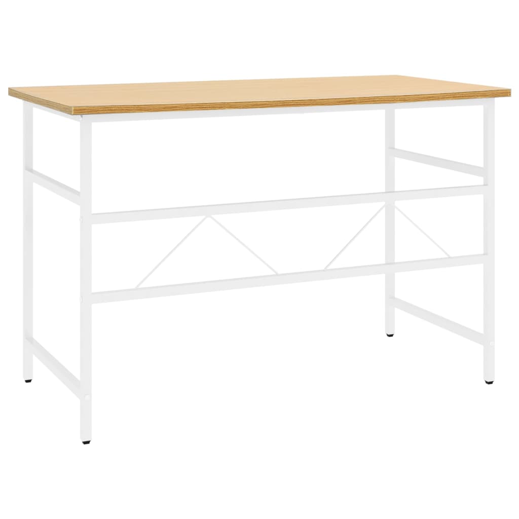 Computertisch Weiß und Eiche Hell 105x55x72 cm MDF und Metall