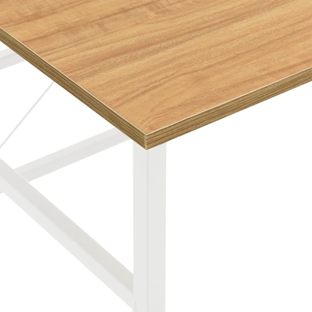 Computertisch Weiß und Eiche Hell 105x55x72 cm MDF und Metall