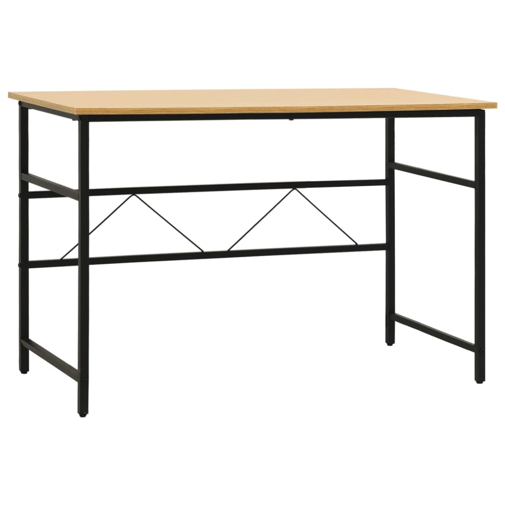 Computertisch Schwarz und Eiche Hell 105x55x72 cm MDF und Metall