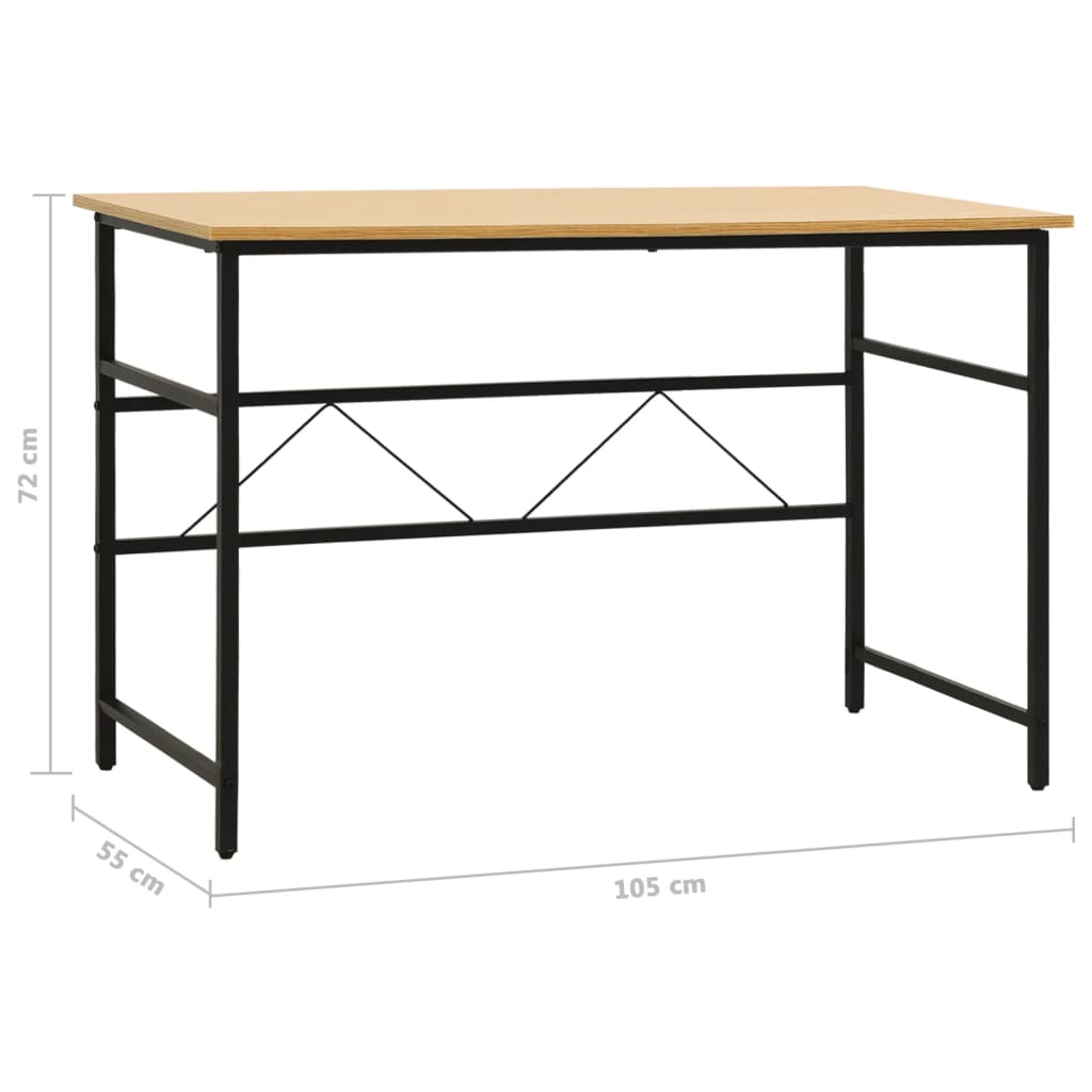 Computertisch Schwarz und Eiche Hell 105x55x72 cm MDF und Metall