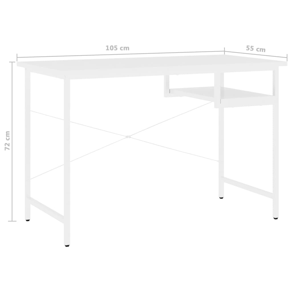 Computertisch Weiß 105x55x72 cm MDF und Metall