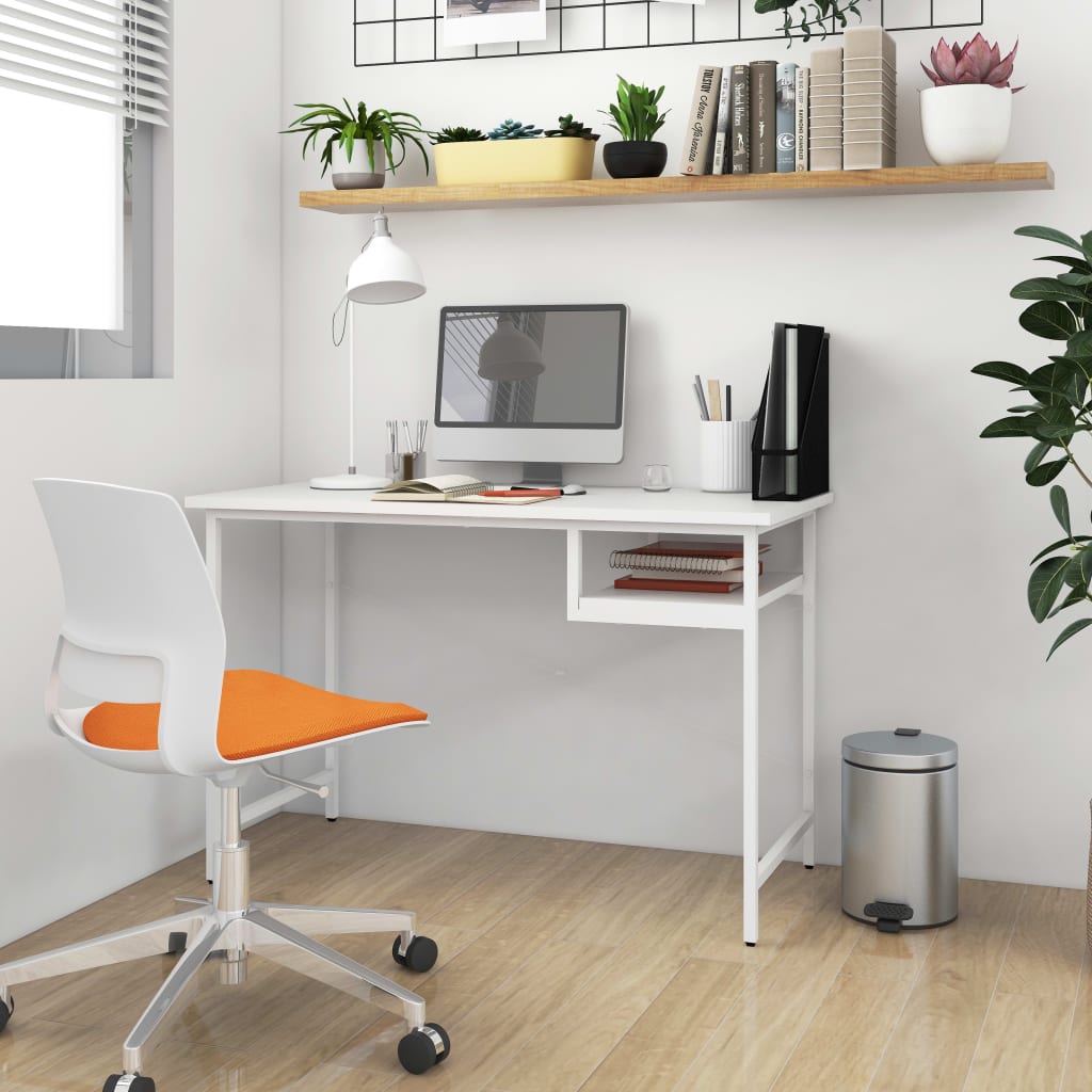 Computertisch Weiß 105x55x72 cm MDF und Metall