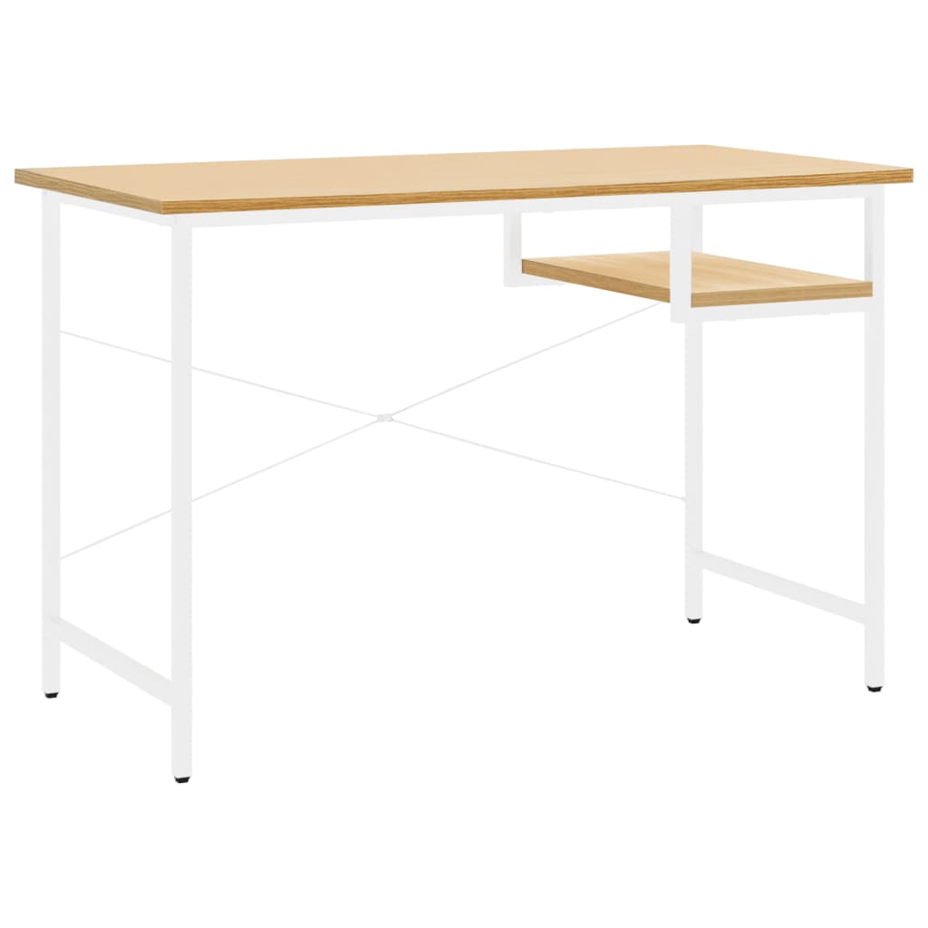 Computertisch Weiß und Eiche Hell 105x55x72 cm MDF und Metall