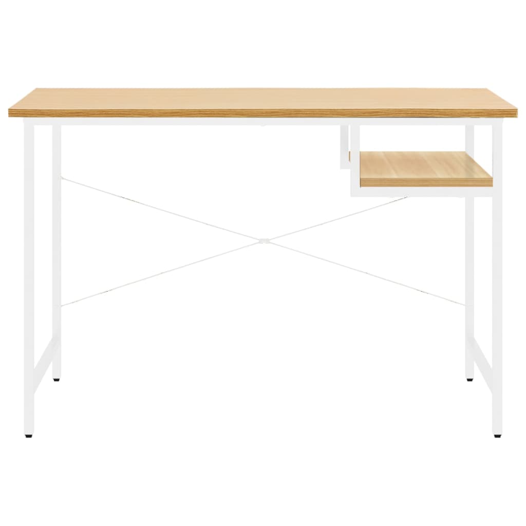 Computertisch Weiß und Eiche Hell 105x55x72 cm MDF und Metall
