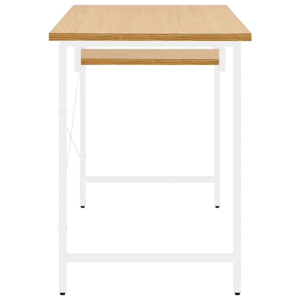 Computertisch Weiß und Eiche Hell 105x55x72 cm MDF und Metall