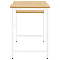 Thumbnail for Computertisch Weiß und Eiche Hell 105x55x72 cm MDF und Metall