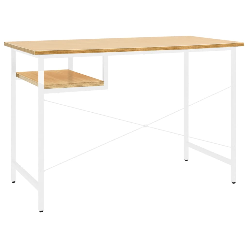 Computertisch Weiß und Eiche Hell 105x55x72 cm MDF und Metall
