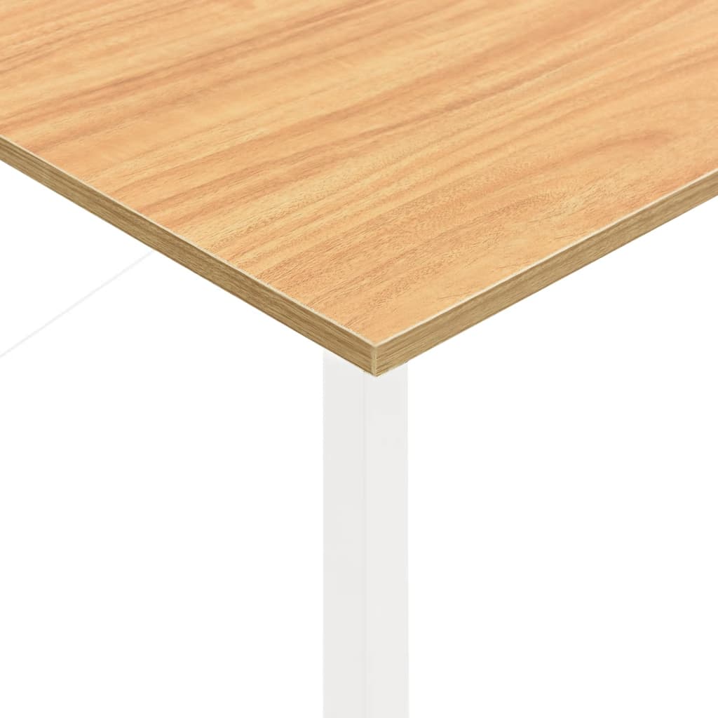 Computertisch Weiß und Eiche Hell 105x55x72 cm MDF und Metall