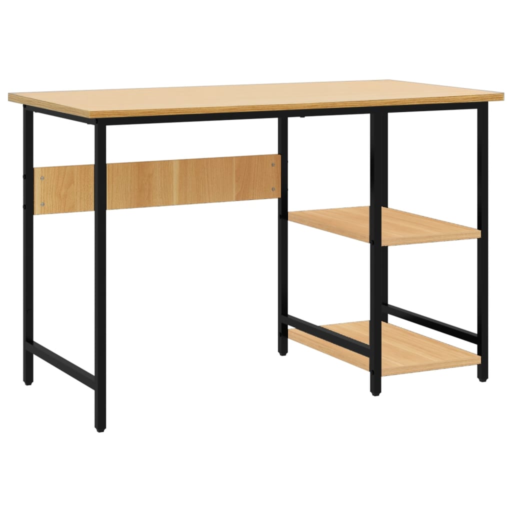 Computertisch Schwarz und Eiche Hell 105x55x72 cm MDF und Metall
