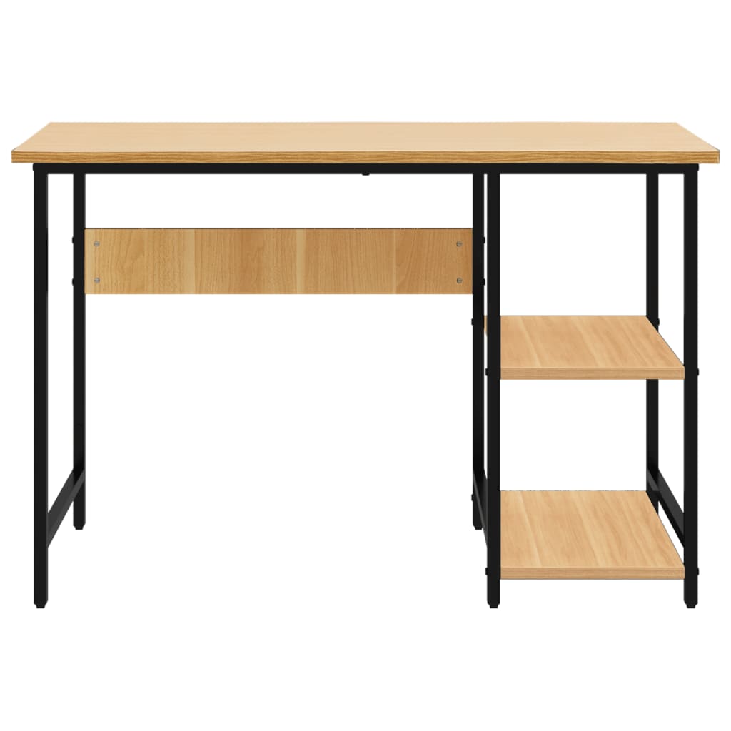 Computertisch Schwarz und Eiche Hell 105x55x72 cm MDF und Metall