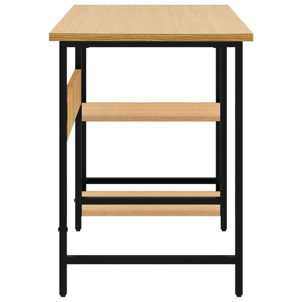 Computertisch Schwarz und Eiche Hell 105x55x72 cm MDF und Metall