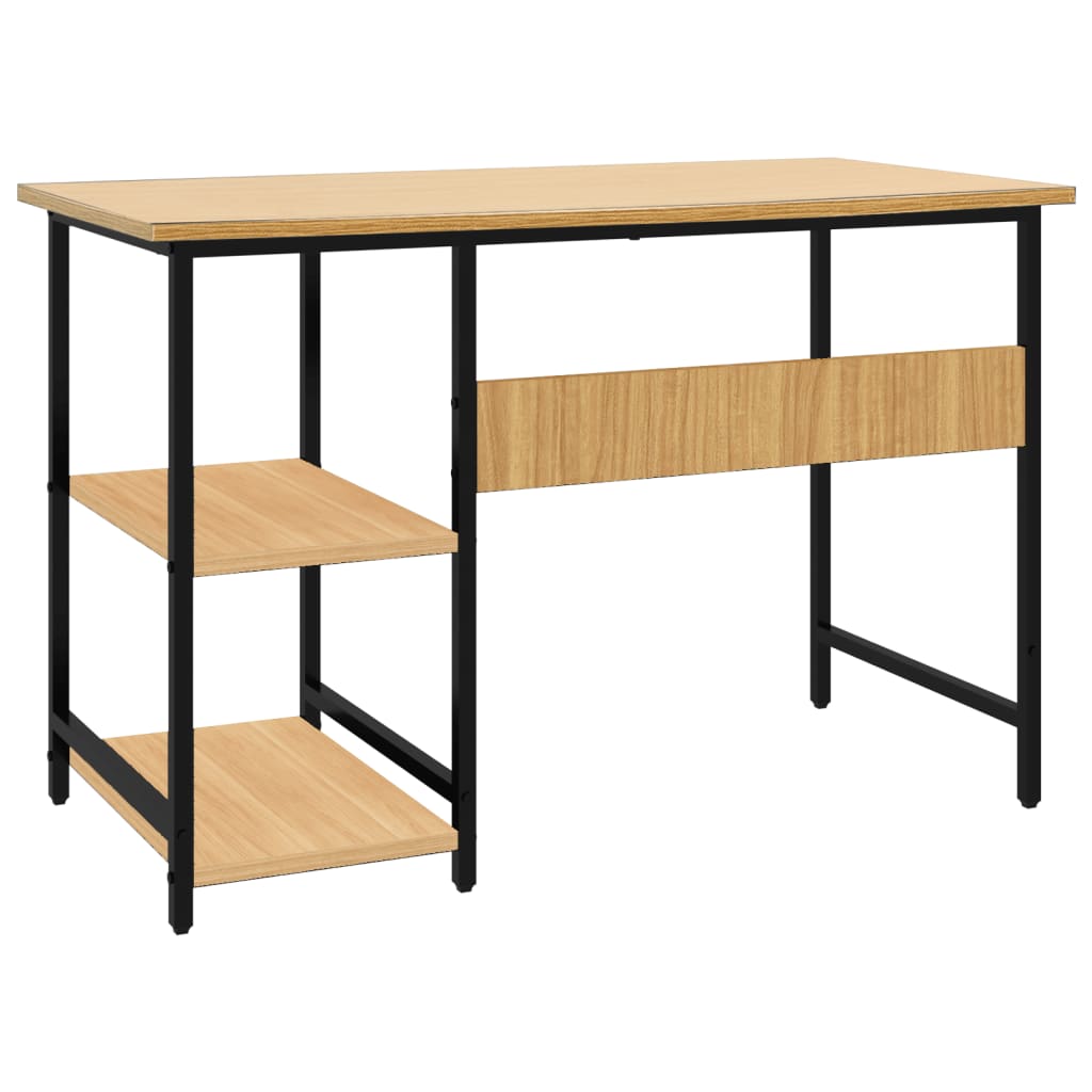 Computertisch Schwarz und Eiche Hell 105x55x72 cm MDF und Metall