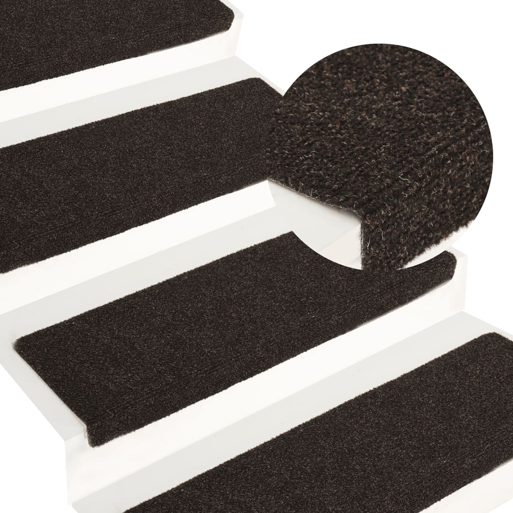 Treppenmatten 15 Stk. Nadelvlies 65x25 cm Braun