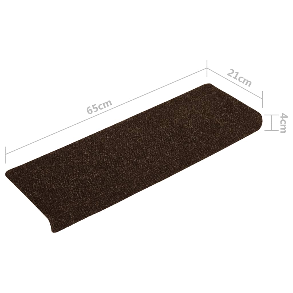 Treppenmatten 15 Stk. Nadelvlies 65x25 cm Braun