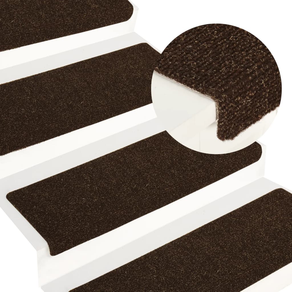 Treppenmatten 15 Stk. Nadelvlies 65x25 cm Braun