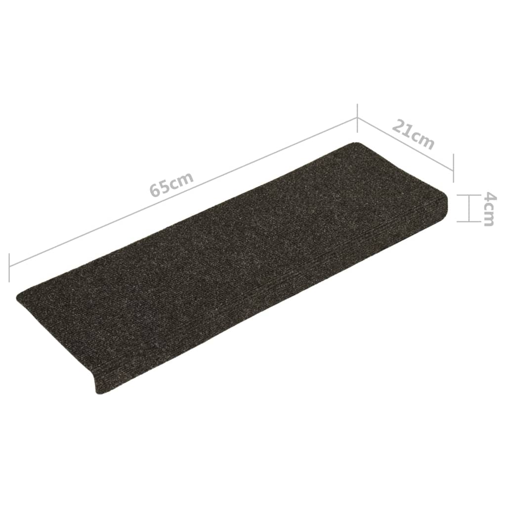 Treppenmatten 15 Stk. Nadelvlies 65x21x4 cm Grau