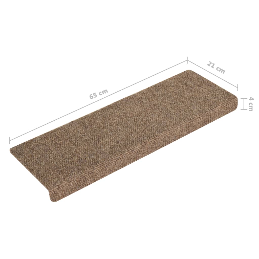 Treppenmatten 15 Stk. Nadelvlies 65x21x4 cm Creme