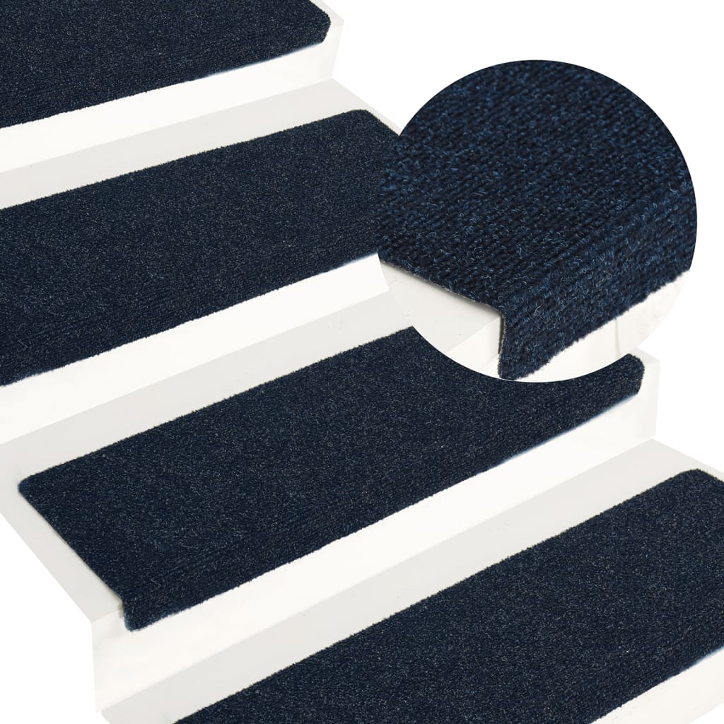 Treppenmatten 15 Stk. Nadelvlies 65x25 cm Blau