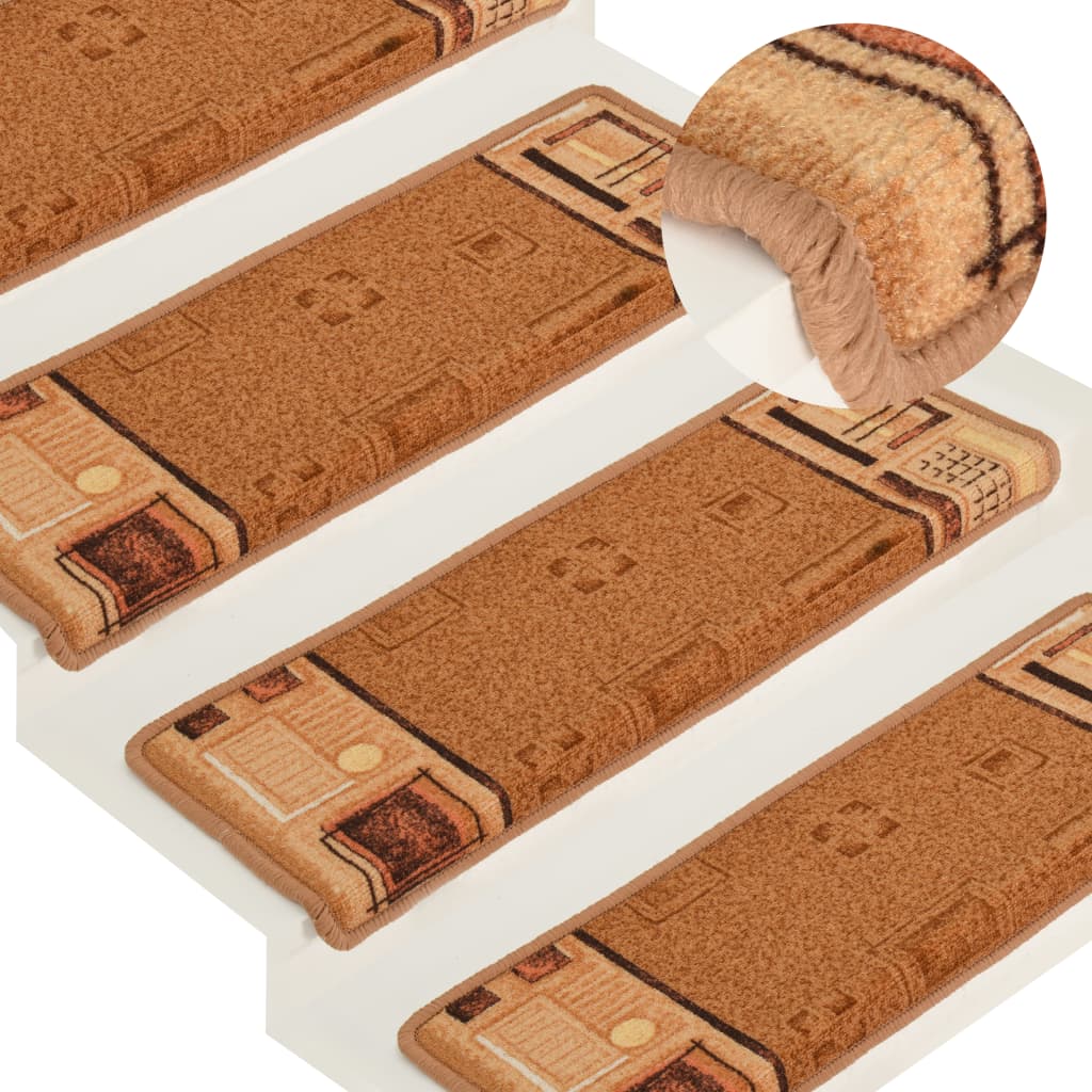 Treppenmatten Selbstklebend 15 Stk. 65x25 cm Beige