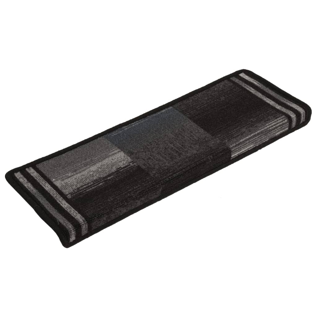 Treppenmatten Selbstklebend 15 Stk. 65x25 cm Schwarz und Grau