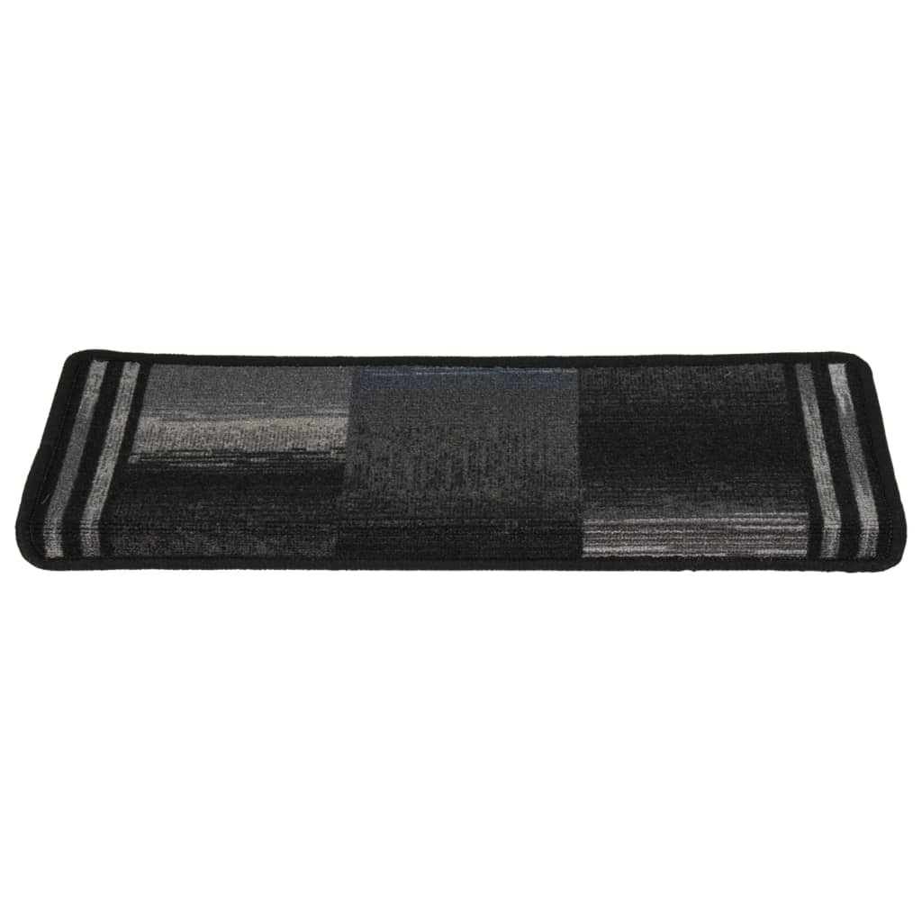 Treppenmatten Selbstklebend 15 Stk. 65x25 cm Schwarz und Grau