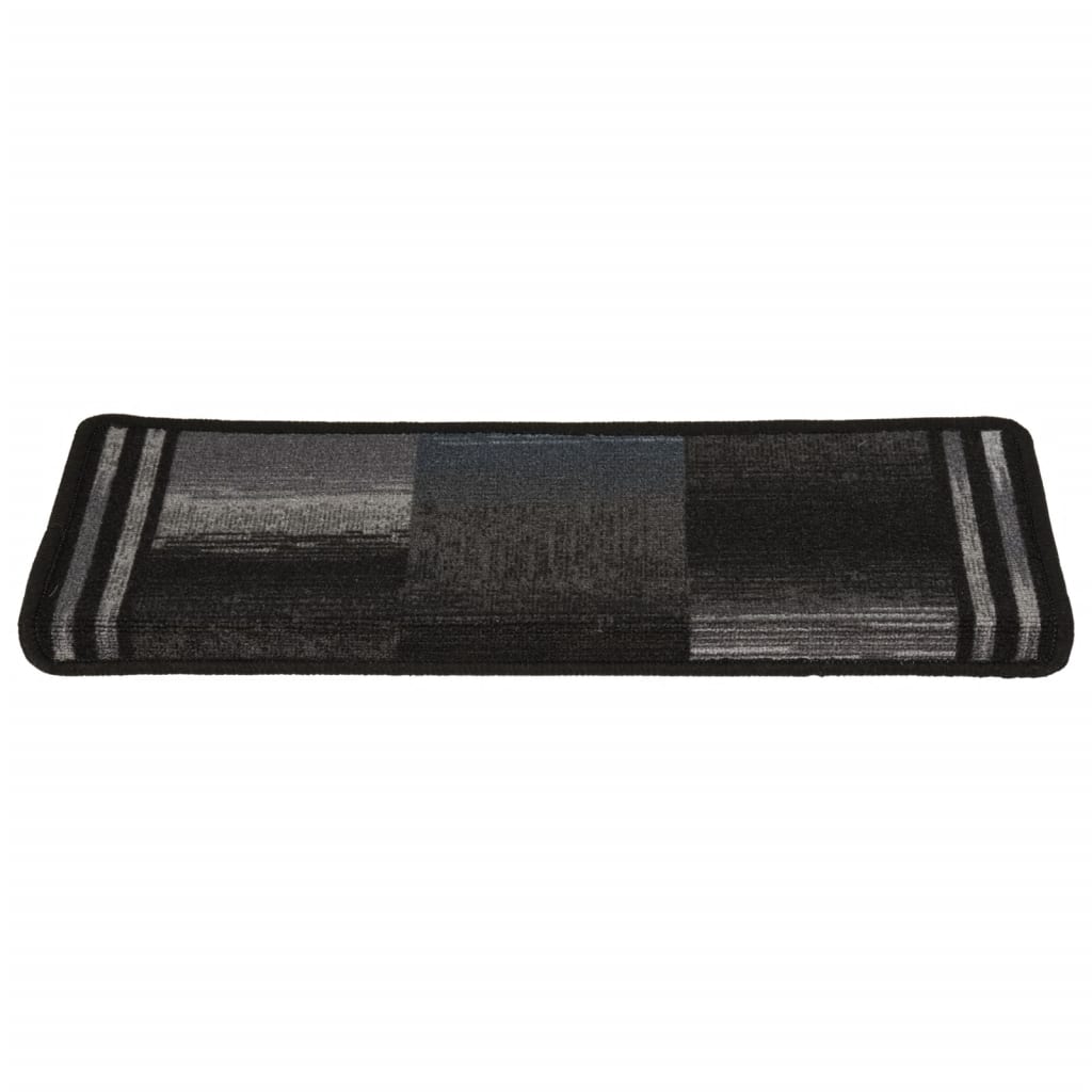 Treppenmatten Selbstklebend 15 Stk. 65x25 cm Schwarz und Grau