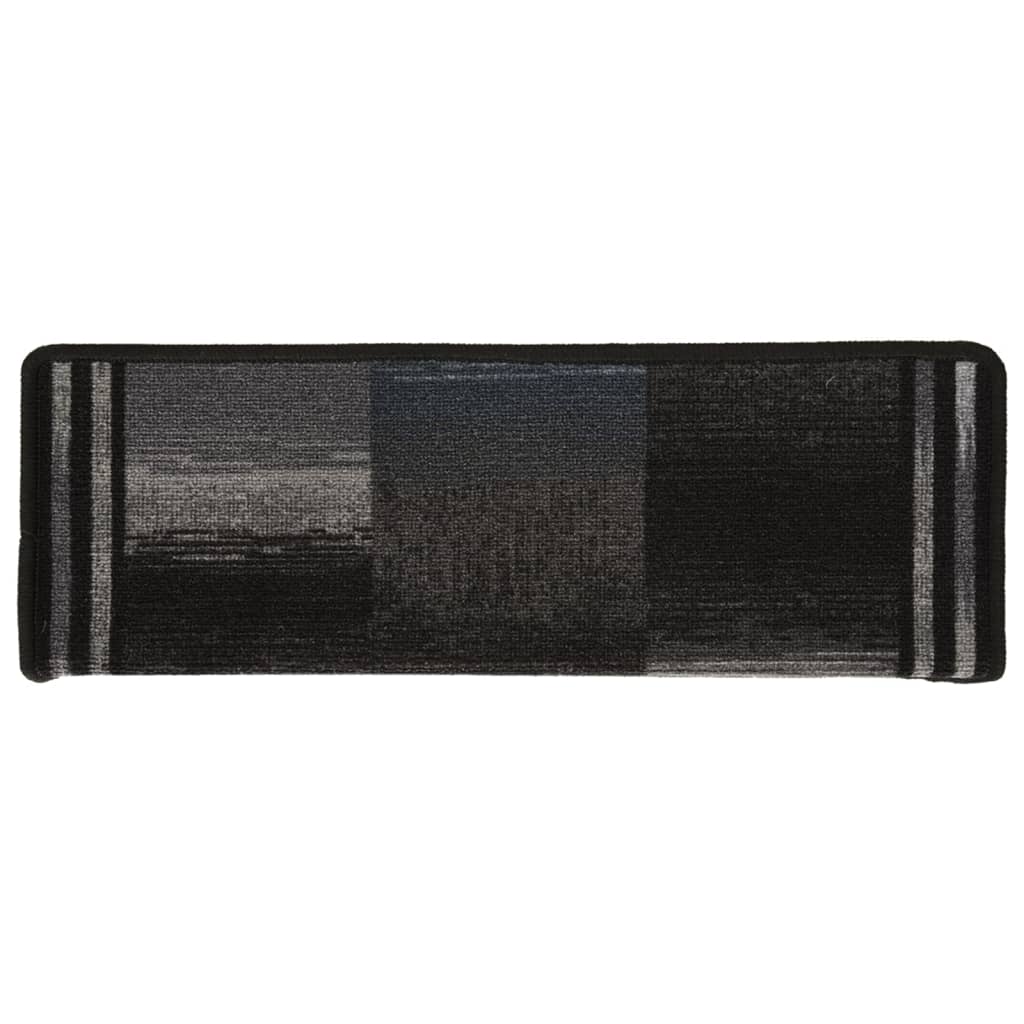 Treppenmatten Selbstklebend 15 Stk. 65x25 cm Schwarz und Grau