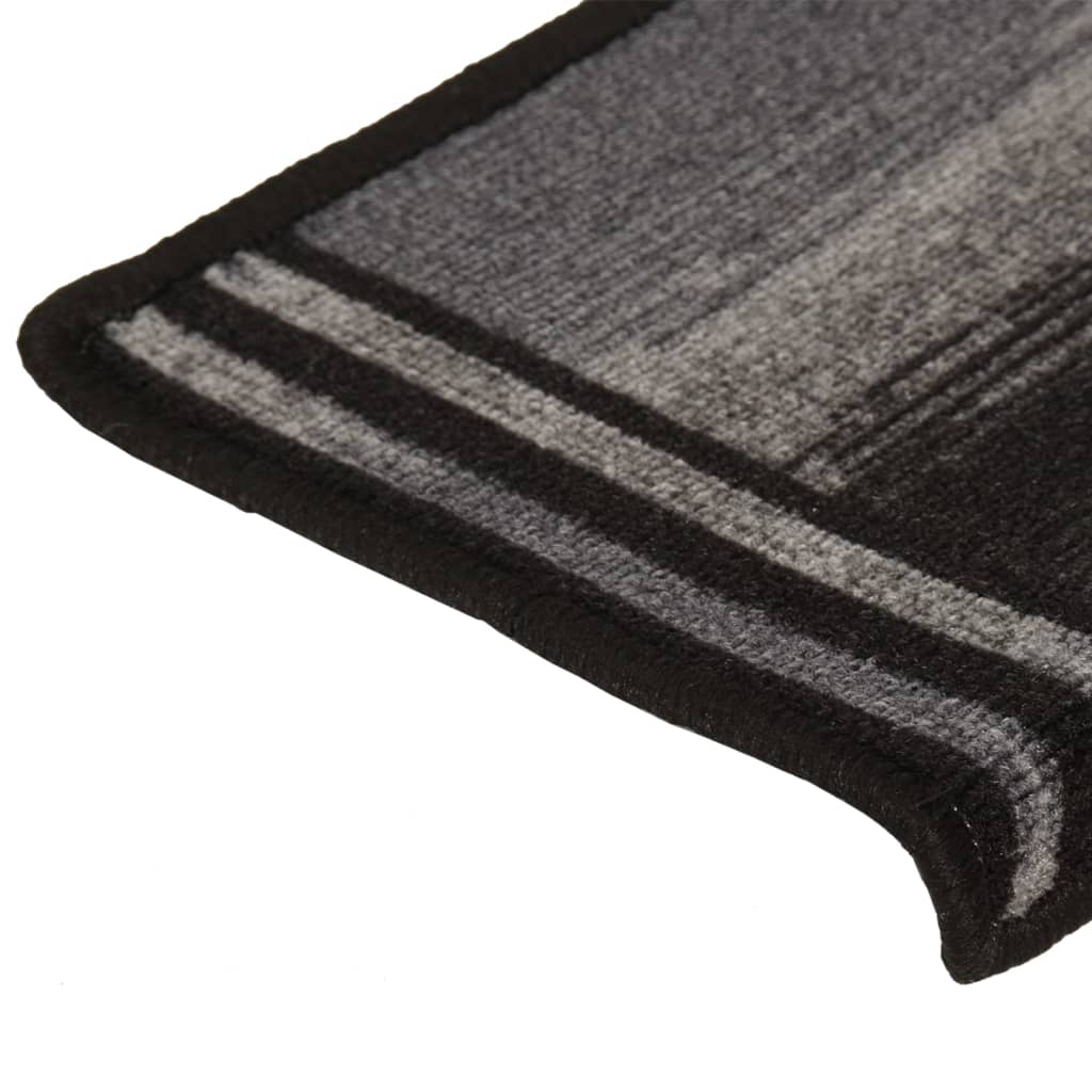 Treppenmatten Selbstklebend 15 Stk. 65x25 cm Schwarz und Grau