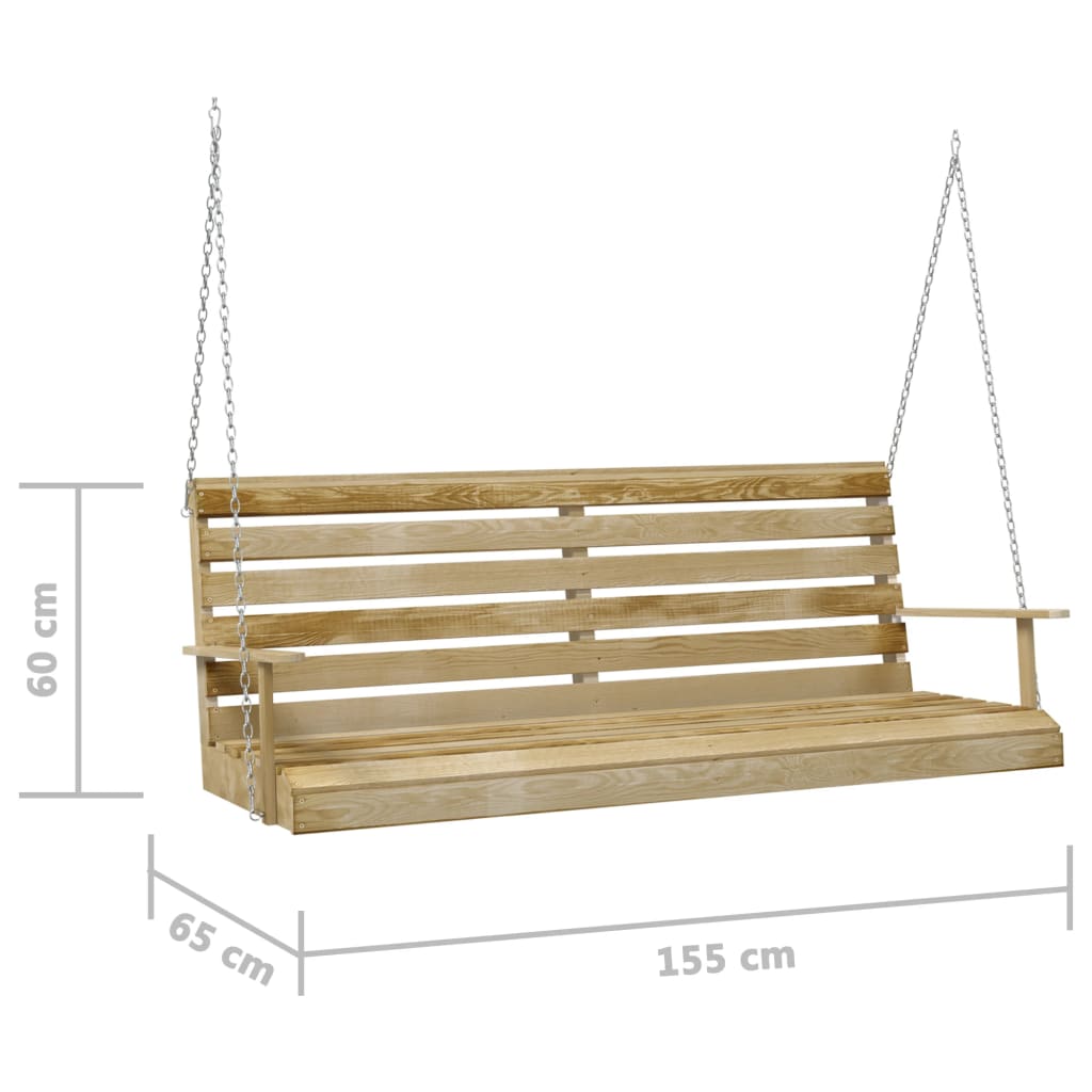 Hollywoodschaukel Kiefernholz Imprägniert 155x65x60 cm