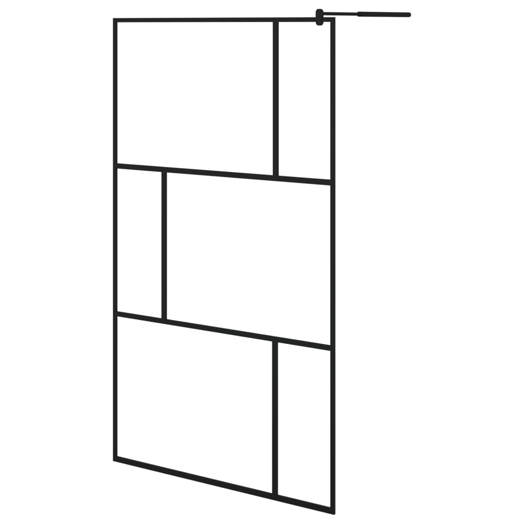 Duschwand für Begehbare Duschen mit Hartglas Schwarz 115x195 cm