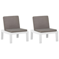 Thumbnail for Gartenstühle mit Auflagen 2 Stk. Kunststoff Weiß